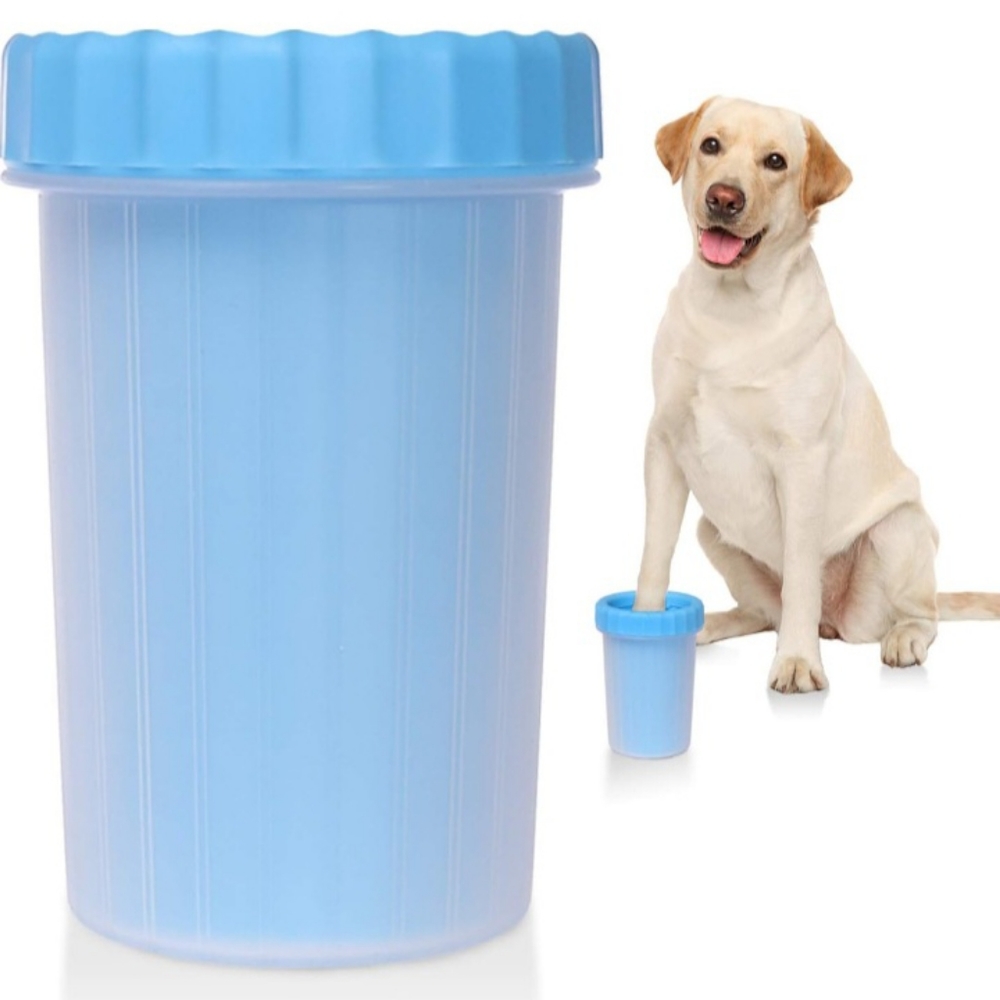 Dog Paw Cleaner - Portable Pet Paw Washer Cup, Silicone Scrabber, Blue, Large
